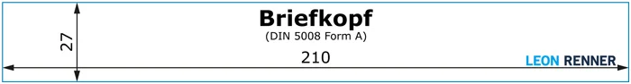 Bemaßter Briefkopf eines Geschäftsbriefes nach DIN 5008 Form A