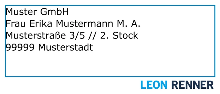 Beispiel für die Anschriftzone eines Geschäftsbriefes nach DIN 5008