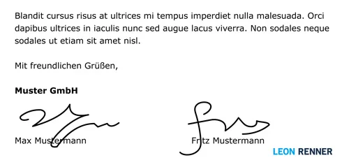 Zwei Unterschriften in einem Geschäftsbrief nach DIN 5008