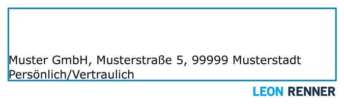 Beispiel für die Zusatz- und Vermerkzone eines Geschäftsbriefes nach DIN 5008
